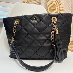 Kate Spade Black Quilted Shoulder Bag with Gold Chain